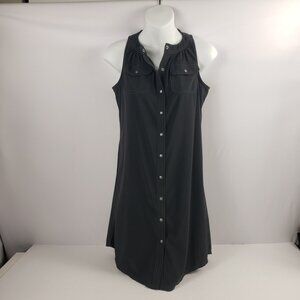 Athleta Sz 0 Soft Black Snap Closure Side Slits Womens Sleeveless Midi